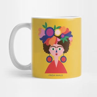 Frida kahlo portrait feminist mexican painter artist viva la vida colorful flower Mug